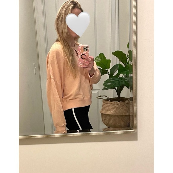 Aerie Cropped Sweatshirt Peach Long Sleeve Pullover - Picture 2 of 9